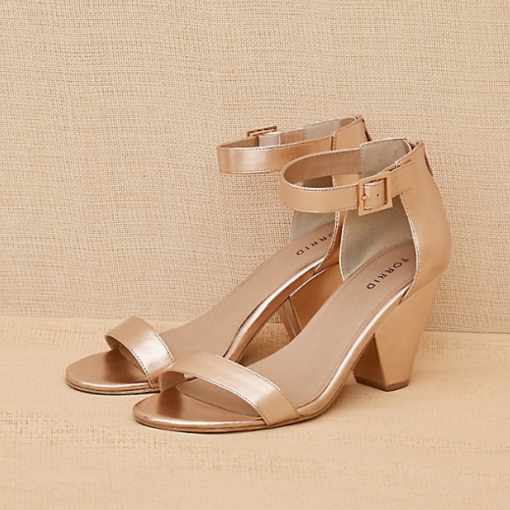 Torrid Rose Gold-Tone Faux Leather Cone Heels (WW)